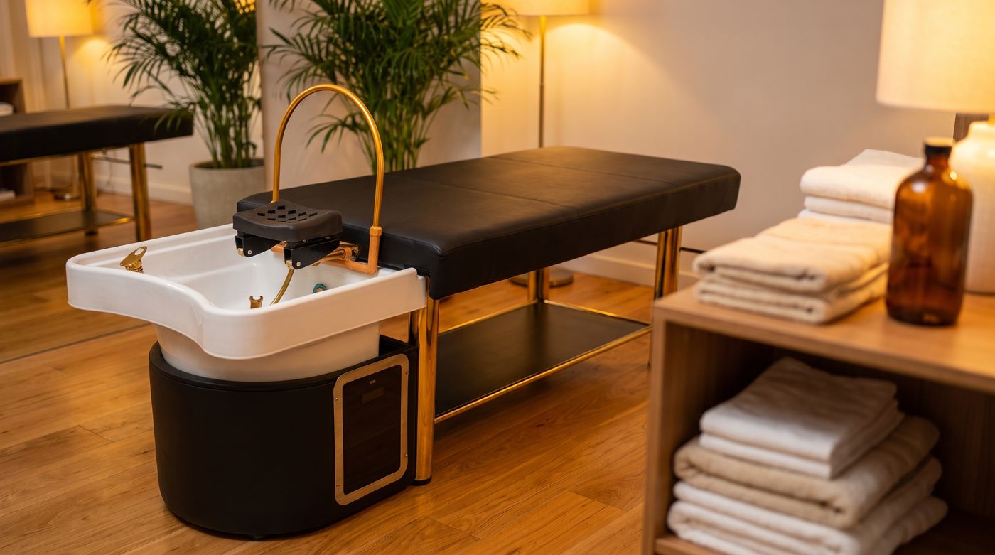 Bac head spa professionnel avec arceau : matériel à protéger avec des produits compatibles