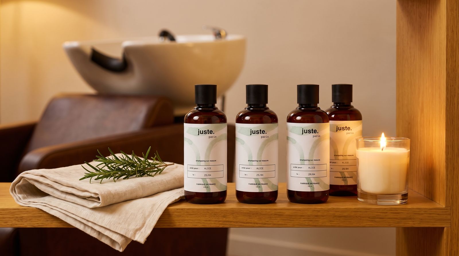 Petite vitrine de revente de produits head spa pr&egrave;s du bac