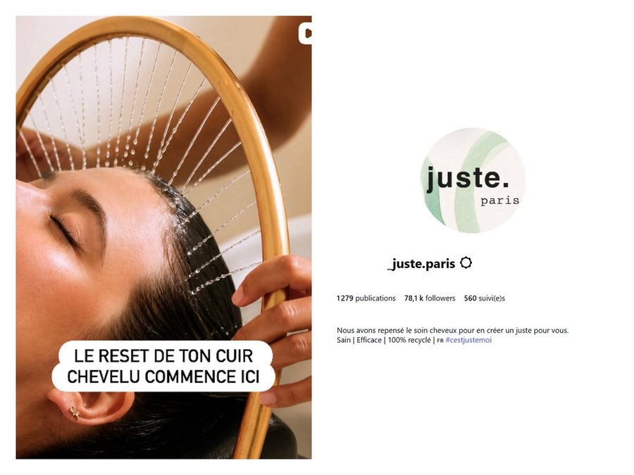 Le compte Instagram juste.paris et son contenu head spa